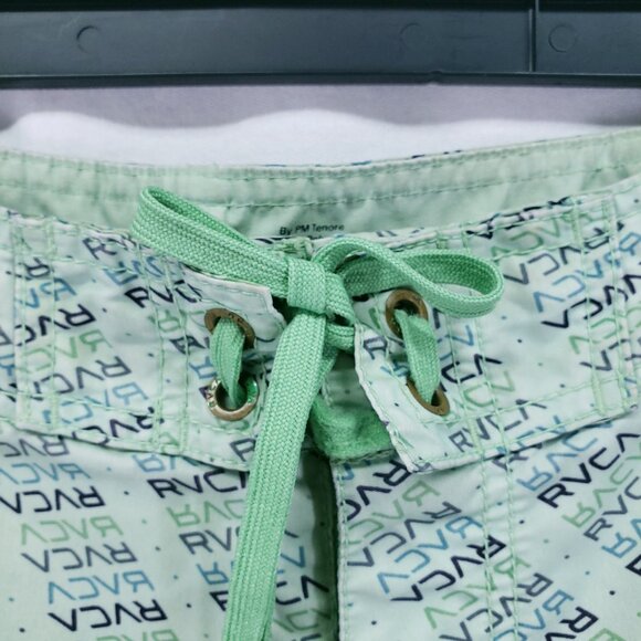 RVCA Artist Network Program Green Logo Pattern Beach Swim Trunks Size 38 - Picture 5 of 16